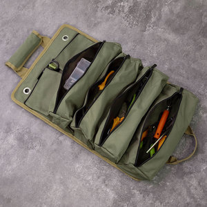 16 Inch Heavy-Duty <strong>Tool</strong> <strong>Roll</strong> with 6 Zippered Pockets, 30KG Capacity Carry Bag for Electrician Carpenter Woodworking Repair <strong>Tools</strong> - Product Image 6