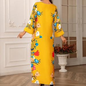 Vestido Largo Abaya Musulmán con Estampado de Oriente Medio y Pedrería, para Mujer, a la Moda - Product Image 6