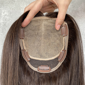 Base de soie cheveux Topper 5.5 "* 6" dentelle Topper cheveux humains pour les femmes européenne vierge cheveux Topper <span class=keywords><strong>avec</strong></span> délié naturel - Product Image 1