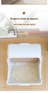 Semi-Automático Plástico Eco-friendly Cat <span class=keywords><strong>Litter</strong></span> Scoop <span class=keywords><strong>Box</strong></span> Quadrate 100L 4,65 kg Grande Tamanho Todas as Estações Semi-Fechado Pet Toilet - Product Image 5
