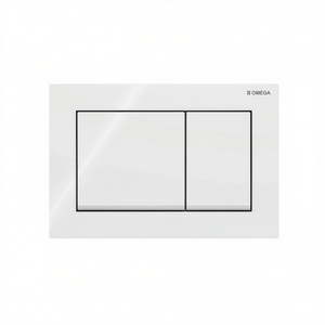 Placa de Control Omega 20 Cuadrada de 2 Botones, Blanco Brillante con Borde Inferior Cromado Brillante - Product Image 3