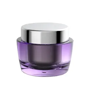 Factory Directly Provide OEM Supplier Acrylic Double Wall Container Purple Color 15ml 30ml 50ml Cosmetic Cream Jar