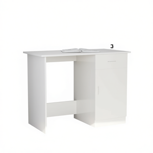 Bureau d'ordinateur en bois d'ingénierie blanc, 39,4 x 19,7 x 29,9 pouces, finition brillante, mobilier de bureau à domicile - Product Image 1