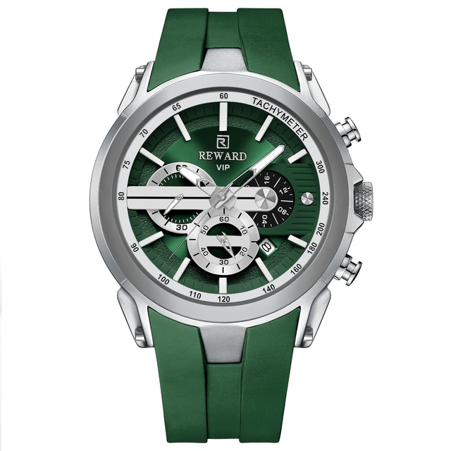 Men's Luxury Alloy Case 48mm Silicone Strap Analog Sporty Fashion Chronograph Watch 3BAR Waterproof Quartz