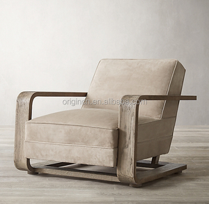 เฟอร์นิเจอร์ห้องนั่งเล่นสุดหรูทันสมัย ทำด้วยมือ โครงไม้โอ๊ค โซฟาหนังพักผ่อน - Product Image 1