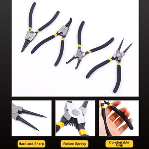 Jeu de pinces à circlips internes et externes, à pointe droite et coudée, à ressort, pour la réparation de roulements automobiles - Product Image 3
