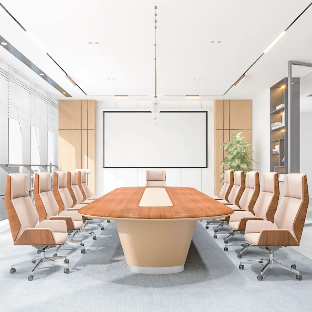 Grande table de conférence Mobilier de bureau pour la direction Salle de réunion Ensemble tables et chaises pour la formation en hôtellerie d'affaires