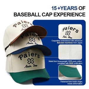 Casquette de baseball 5 panneaux 100 % coton personnalisée OEM, broderie 3D de haute qualité, logo imprimé, casquettes de golf ajustées avec logo personnalisé, faible MOQ - Product Image 3
