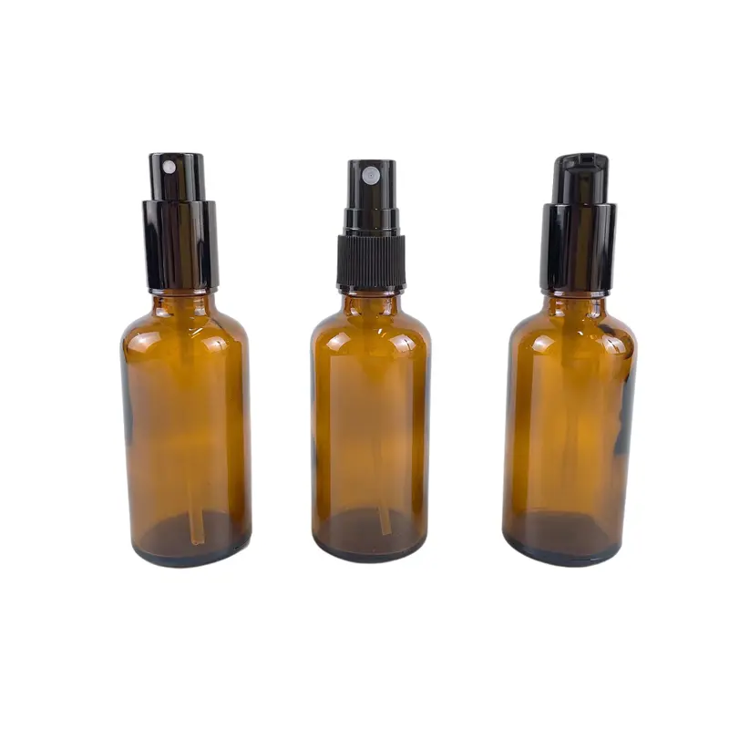 50ml empty transparent amber glass 1 ounce mist spray cosmetic bottle manufacturer
