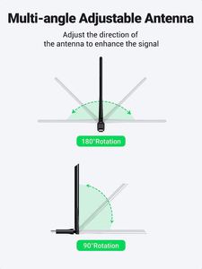 UGREEN AC650 <strong>USB</strong> WiFi <strong>Adapter</strong> for PC Desktop 6dBi Antenna 2.4GHz 5GHz Dual Band Wireless <strong>Adapter</strong> - Product Image 4