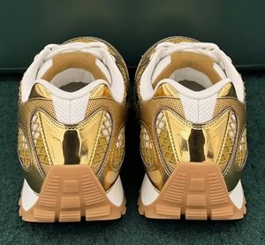 2026 Baskets Premium Unisexe à tige basse Gold Orbit pour Femme et Homme, à lacets, décontractées, pour la marche, couleur Or Métallisé, style Sport - Product Image 4