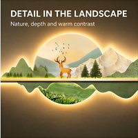Art mural LED UV en cristal motif cerf de montagne, paysage forestier illuminé pour salon, bureau, hôtel, intérieurs modernes et luxueux