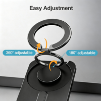 Portefeuille multifonctionnel en cuir PU pour téléphone, support de carte, triple pliage, flexible, rotation à double axe, magnétique MagSafe, RFID
