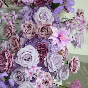 Rangkaian Bunga Mawar Ungu Sutra Buatan untuk Dekorasi Pernikahan, Dekorasi Meja Pernikahan, Rangkaian Bunga Violet - Product Image 5