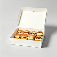 Caja de Cartón Desechable Ecológica Personalizable con Tapa Abatible Blanca para Hamburguesas, Papas Fritas, Sándwiches y Otros Alimentos