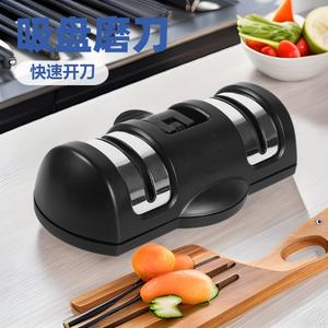 Afilador de cuchillos de acero inoxidable de múltiples granos con diseño de ventosa manual para uso en la cocina, con instrucciones de cuidado de lavado a mano. - Product Image 5