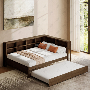 Sagriving Maatwerk Luxe Houten Space Saver Ligbed Comfortabel Design Massief Houten <span class=keywords><strong>Bed</strong></span> Met Onderstel En 2 Opbergplank - Product Image 1