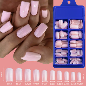 100 <span class=keywords><strong>Uñas</strong></span> Postizas Acrílicas <span class=keywords><strong>de</strong></span> Color Rosa Claro, Diseño Cuadrado Corto y Mediano, Reutilizables, Cobertura Completa para Mujeres y <span class=keywords><strong>Niñas</strong></span> - Product Image 3