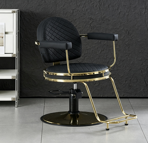 Modern <b>Barber</b> <b>Chair</b> Hydraulic Salon Styling <b>Chair</b> Quilted Leather Seat Metal Base Swivel <b>Chair</b> for Barbershop - Product Image 4