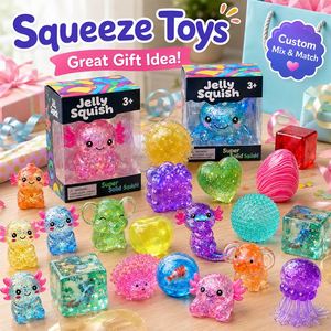 Cute Crystal Stress Figures Shiny Gel Axolotl Crab Octopus Jellyfish Diamond Ball Classroom Prize Toy <b>Pack</b> - Product Image 2