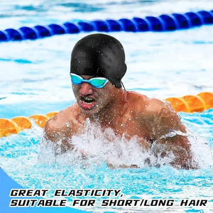 Bonnet de bain en silicone haut de gamme, très élastique, avec protection pour les oreilles, confortable et efficace pour empêcher l'entrée de l'eau - Product Image 4