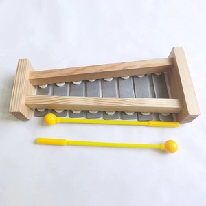 Glockenspiel en aluminium argenté à 8 notes, cadre en bois, barres métalliques, xylophone avec 2 maillets pour enfants - Product Image 2