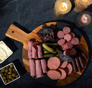 Grande planche à charcuterie ronde en bois d'acacia durable de haute qualité avec plateau de service en <span class=keywords><strong>ardoise</strong></span> - Product Image 2