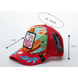 Gorra Trucker Gater de 6 Paneles con Malla, Unisex, Estilo Urbano, Diseño de Flamenco Bordado, Primavera Verano, Casual - Product Image 1