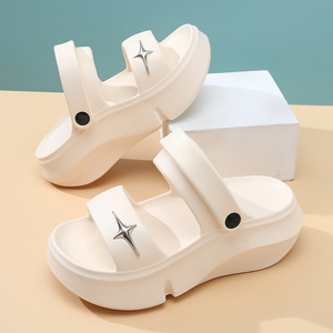 Sandalias de Verano para Mujer, Suela Gruesa Antideslizante, EVA, Punta Abierta, Zapatos de Camping, Color Blanco, Negro, Rosa, Arena - Product Image 1