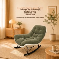 Fauteuil à bascule Crescent au design minimaliste moderne pour salon, balcon, chambre à coucher, fauteuil inclinable confortable à une place en métal