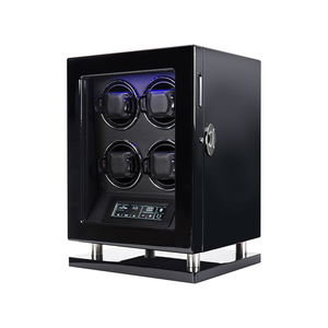 Boîte de rouleau de <span class=keywords><strong>montre</strong></span> pour hommes numérique silencieuse à verrouillage d'empreinte digitale à moteur japonais à Led bleue de luxe personnalisée 4 emplacements <span class=keywords><strong>Remontoir</strong></span> <span class=keywords><strong>automatique</strong></span> de <span class=keywords><strong>montre</strong></span> - Product Image 1
