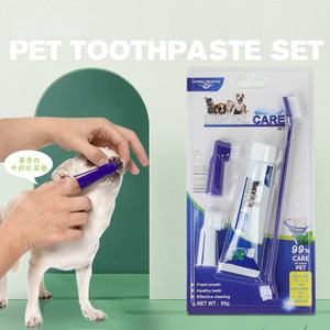 Fabrika Toptan Satış Naylon 4'ü 1 Arada Köpek Diş Bakım Seti Kedi ve Köpekler için Parmak Diş Fırçası ve Diş Macunu - Product Image 1