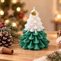Décoration de chambre de Noël pour filles, bougie d'arbre de Noël rose pâle, décoration d'hiver douce et romantique pour la maison