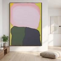 Peinture à l'huile 3D moderne à texture épaisse, peinte à la main, abstraite rose et verte, sur toile, tableau mural, taille personnalisable pour salon