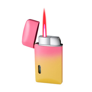 Encendedor Metálico a Prueba de Viento con Llama Roja Visible, Tanque de Gas, Regalo Empresarial, Venta al Por Mayor - Product Image 1