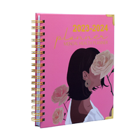 Agenda Planificateur à Spirale Personnalisé, Cahier Wire-O en Lin Doré, Reliure Spirale, Accepte Logo Personnalisé, 200 Feuilles