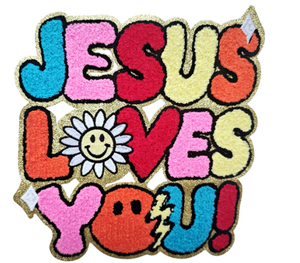 Patch en chenille à sequins, motif lapin de dessin animé Jésus, avec inscription 'God Is Good' pour Pâques, personnalisable, thermocollant, faible MOQ - Product Image 2