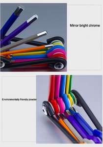 Jeu de clés hexagonales pliantes en acier au chrome-vanadium, 9 pièces, code couleur et poli miroir pour réparation de vélo et entretien du cyclisme, outil métrique - Product Image 5
