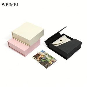 Magnetic Closure Clamshell Jewelry <b>Box</b> White <b>Black</b> Double Opening Gift <b>Box</b> for Bracelet Ring Necklace Packaging - Product Image 2