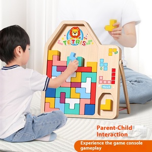 Star Boat Montessori Building Block Puzzle DIY Jouets éducatifs en bois 40 pièces <span class=keywords><strong>Animaux</strong></span> Nature Thème pour enfants 5-7 ans - Product Image 2