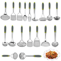 Ensemble d'ustensiles en acier inoxydable 304 à poignée souple 2025, style épuré, logo personnalisé pour la cuisine domestique, compatible lave-vaisselle