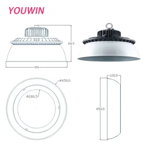 YOUWIN kustomisasi grosir pemasok sistem kualitas baik 200W lampu tambang UFO diameter cahaya highbay 380*120MM aluminium