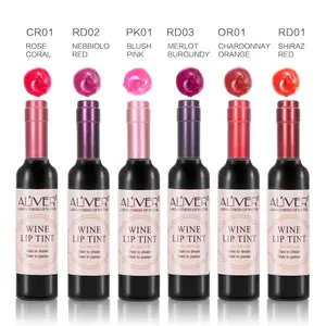 ALIVER – tubes de brillant à lèvres de style bouteille de vin de 6 couleurs, étiquette privée, teinte à lèvres, rouge à lèvres mat, vente en gros, Offre Spéciale