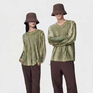 Футболка с длинным рукавом из мериносовой шерсти и тенсела для активного отдыха, антибактериальная, для марафона и трейлраннинга, фиолетово-зеленая - Product Image 6