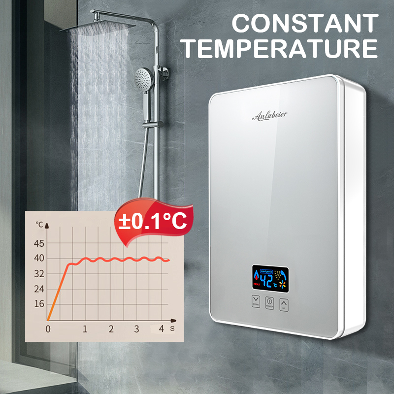 Scaldabagno Elettrico Istantaneo 6500W, Senza Serbatoio, 3 Secondi Acqua Calda, Digitale, Compatto 18,6x5,7x27,7 Cm, Per Bagno E Parrucchieri