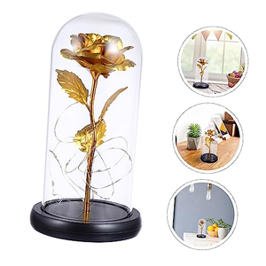 Couverture en verre avec feuille d'or, décoration de rose, cadeau créatif pour Noël, la Saint-Valentin, un anniversaire, cadeau lumineux LED - Product Image 3