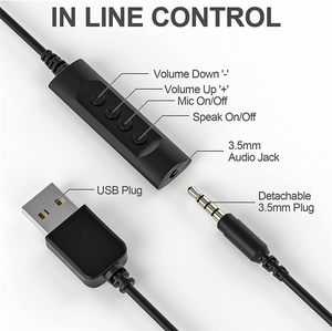 <span class=keywords><strong>Auriculares</strong></span> USB con Cable <span class=keywords><strong>para</strong></span> colocar sobre las Orejas, con Micrófono con Cancelación de Ruido, <span class=keywords><strong>Auriculares</strong></span> <span class=keywords><strong>para</strong></span> Computadora Portátil y PC, <span class=keywords><strong>Auriculares</strong></span> Estéreo con Cable USB - Product Image 2