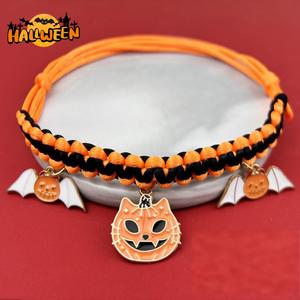 Nouveau collier pour chat ou chien en tricot à la main, personnalisé, solide, moderne, classique, drôle, original, en forme de citrouille, pour Halloween - Product Image 3