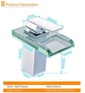 Grifo de lavabo LED tipo cascada, monomando, mezclador de agua fría y caliente, grifo de lavabo con efecto cascada - Product Image 6