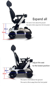 כסא גלגלים חשמלי מתקפל מצויד בגלגלים רב כיווניים, גובה מושב מתכוונן - Product Image 2